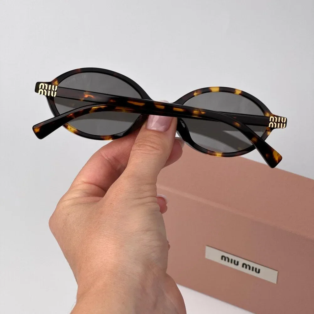 Miu Miu REGARD MU04ZSF Sunglasses – Havana Oval Grey Mirror Silver | Model VAU07